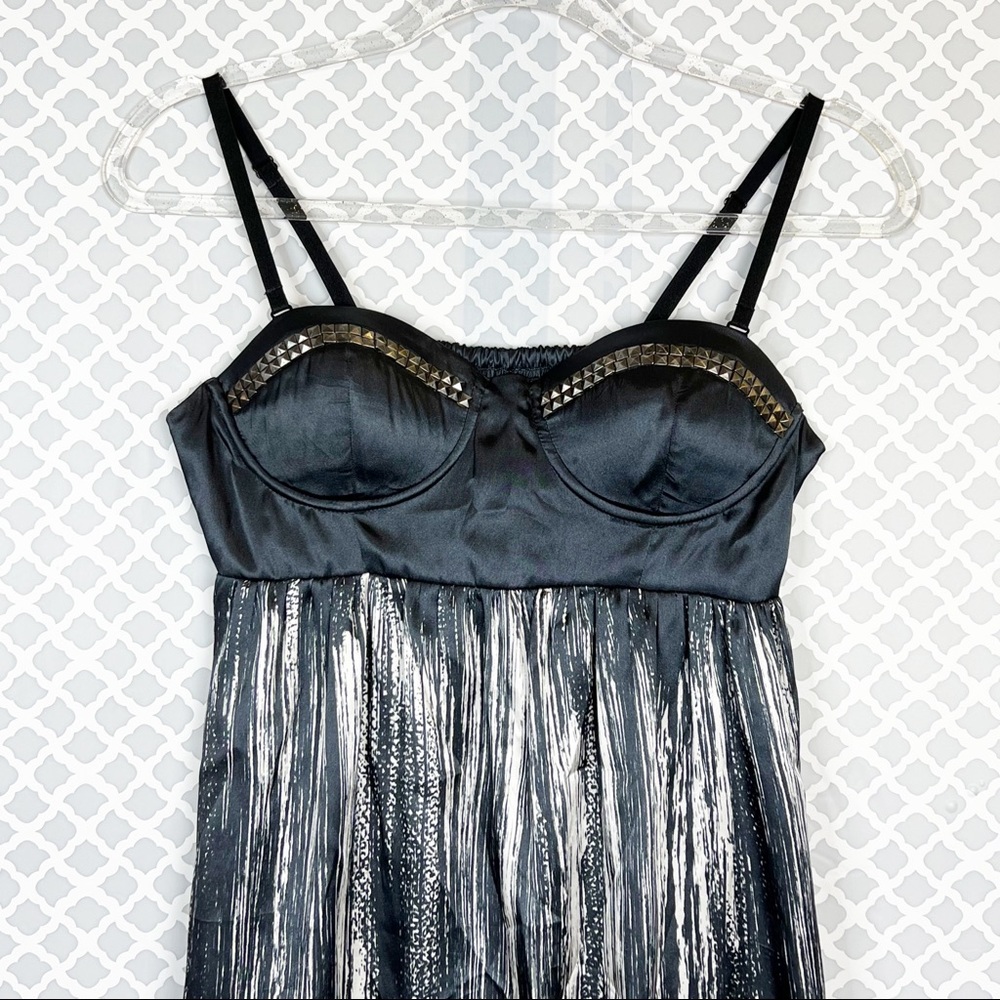 EUC Guess Y2K Ivory Black Studded Bustier Mini Dress - Picture 2 of 11